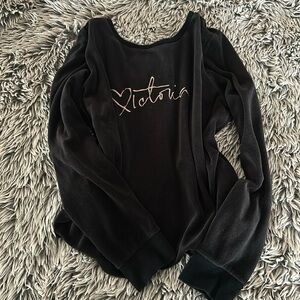 Victorias Secret black velvet open back long sleeve so sexy and cute